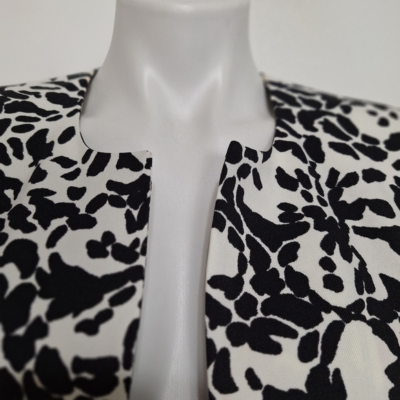 N.K.D. Black White Floral Abstract Red Lined W/Pockets Preppy Career Jacket (8) - Picture 7 of 15
